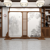 New Chinese style screen partition wall living room hotel entrance entrance simple carved landscape semi-transparent decorative household seat screen