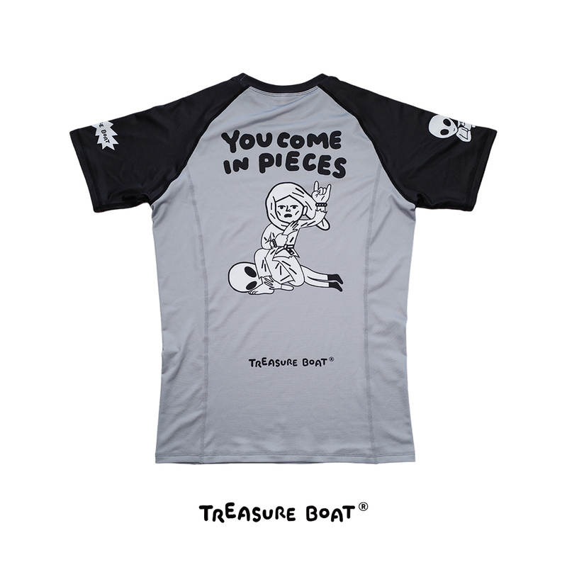 Treasure Ship Alien Color-Block Black and Gray Bjj Brazilian Jiu-Jitsu Rash Guard Rash Guard Compression Shirt Fighting Fitness Clothing