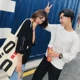 Áo thun nam 7 điểm phiên bản Hàn Quốc của xu hướng cá tính lỏng lẻo học sinh 7 điểm trong áo thun dài tay 5 điểm Quần áo ngắn tay áo thun 