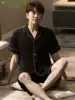 Modal men's pajamas summer short-sleeved shorts suit Summer thin middle-aged fat plus size home clothes