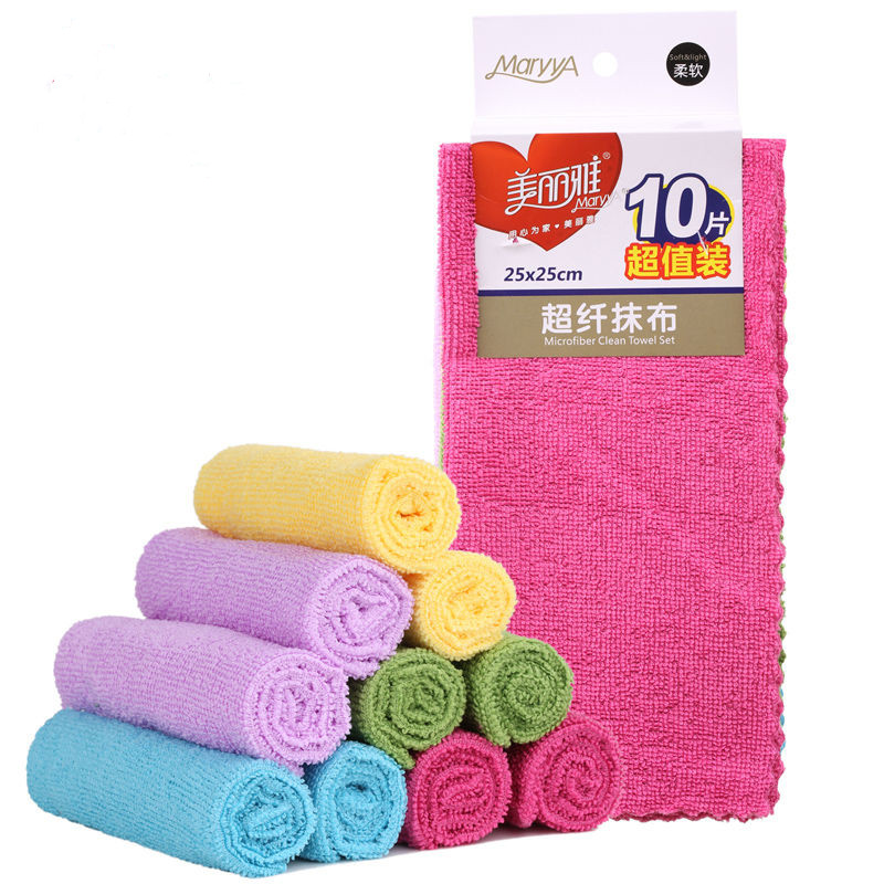 Beautiful elegant microfiber rag 10 pieces of value-packed household cleaning rag water-absorbing non-hair-loss kitchen dishwashing scouring cloth
