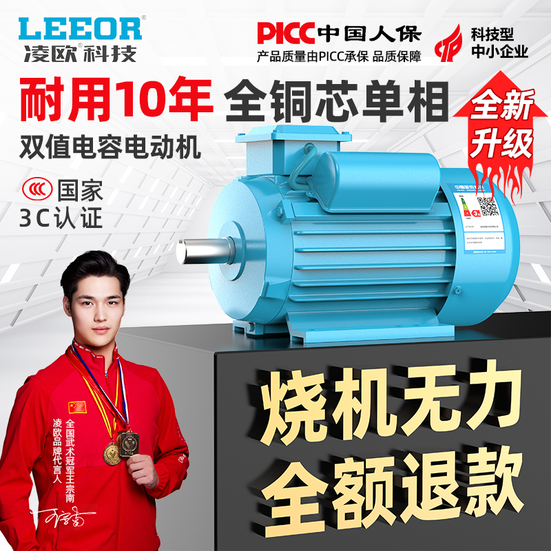 単相モーター 220V 二相小型 0.75/1.1/1.5/2.2/3/4KW 全銅製非同期モーターモーター