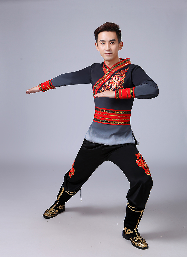 Trang phục trống mới, nam người lớn, phong cách Trung Quốc, múa dân gian, múa rồng, trống sư tử, quần áo Yangko đích thực đồ bộ vải đũi