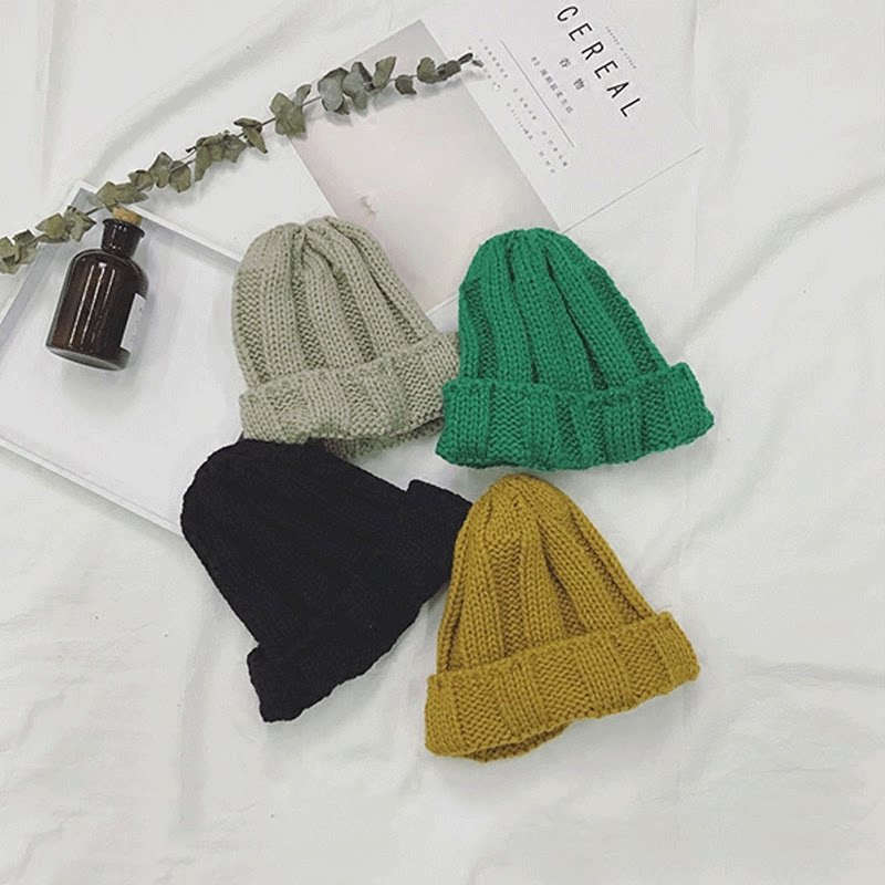 Children's knitting hair cap - male and female baby's Han candy color warm thickening hair hat tide