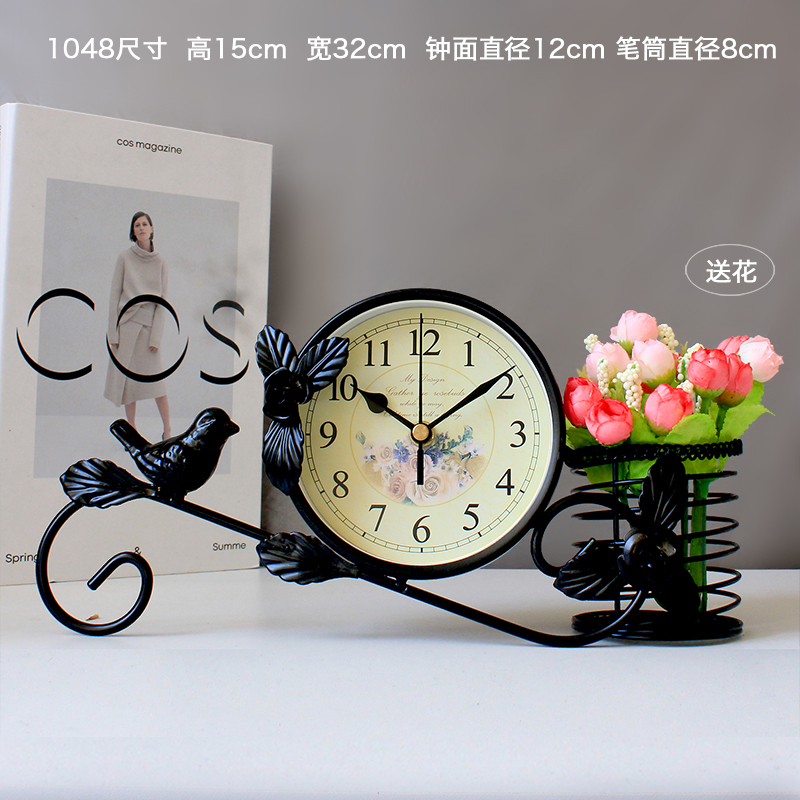 Nordic style creative small clock mute decoration clock desk clock decoration iron art clock bedroom living room decoration desktop