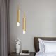 Nordic Light Luxury Bedside Pendant Light, Simple Modern Single-Head Gold Background Wall Pendant Light for Bedroom, Dining Room, Bar Counter, Long-Line Small Pendant Light