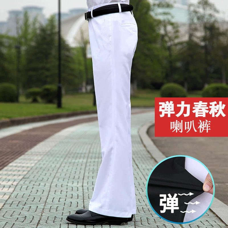 Ретро-осень эластичные расклешенные брюки, оверсайз, slim fit, свободный крой
