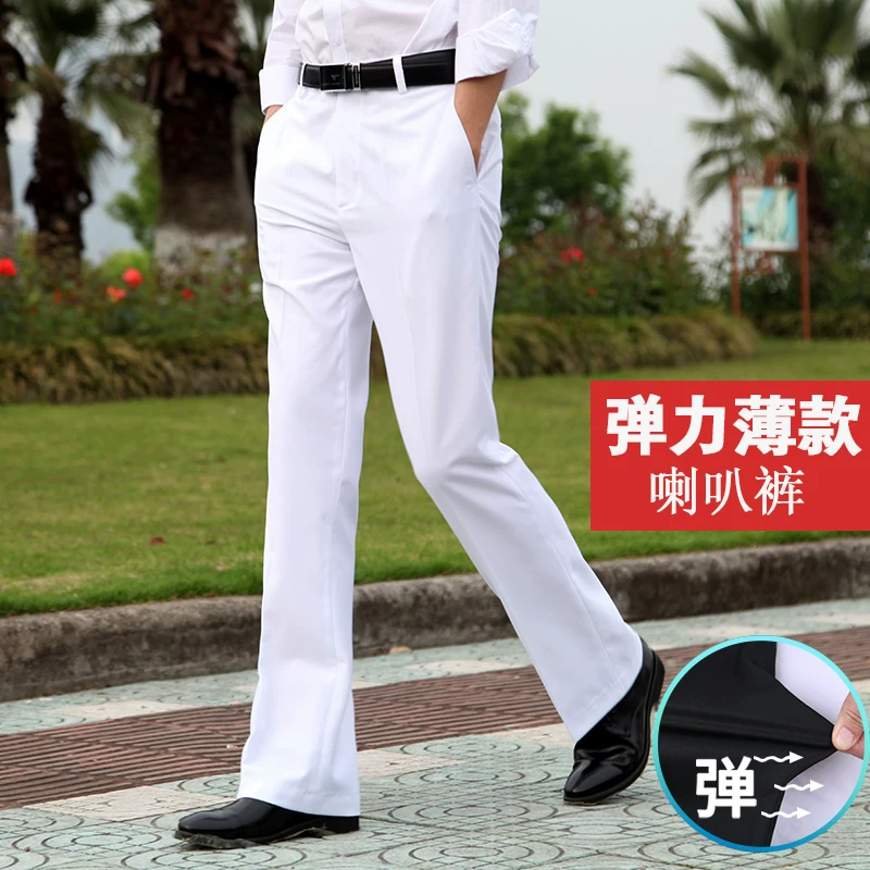 Ретро-осень эластичные расклешенные брюки, оверсайз, slim fit, свободный крой