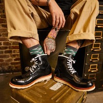 Carved Brock British style Martin boots mens and womens leather retro thick bottom high-top motorcycle tooling shoes all-match tide
