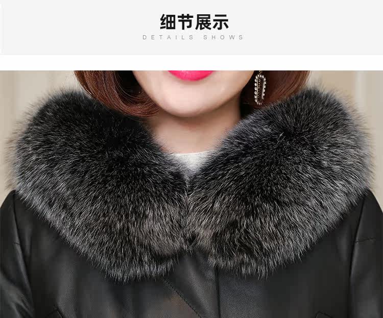 Кожаная куртка 真皮羽绒服女中长款宽松显瘦2020冬新款妈妈装海宁绵羊皮皮衣外套 Eternal statue