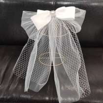 Head yarn brief grid butterfly knot water drill marriage certificate registration with small head yarn supersensual short brigade pat bridal headwear