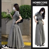 Корсет, сексуальная юбка в складку, летняя длинная юбка, французский стиль, V-образный вырез