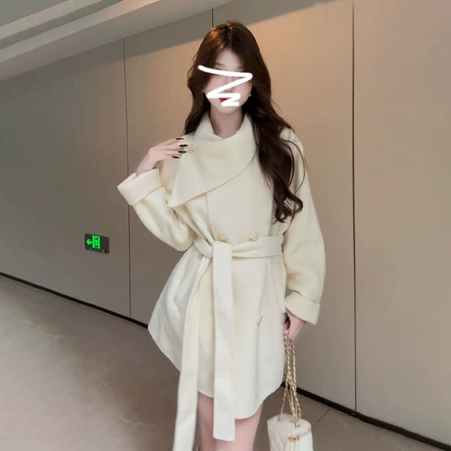 Короткий шерстяной плащ из искусственного меха, демисезонное пальто, изысканный стиль, подходит для подростков