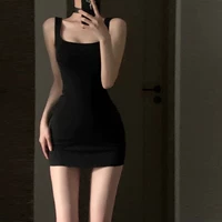 Сексуальное черное платье-комбинация, топ с чашечками, платье без рукавов, юбка, корсет, изысканный стиль, с акцентом на бедрах, в обтяжку