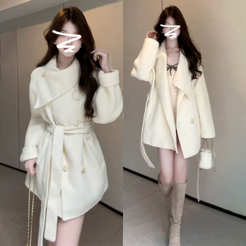 Короткий шерстяной плащ из искусственного меха, демисезонное пальто, изысканный стиль, подходит для подростков