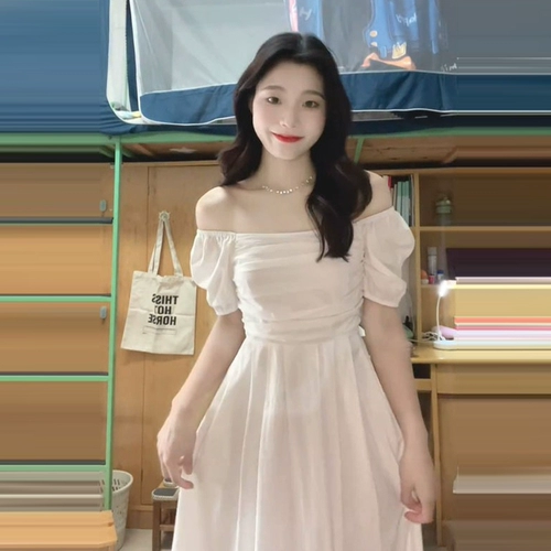 Белый корсет, летняя длинная юбка, французский стиль, квадратный вырез, открытые плечи