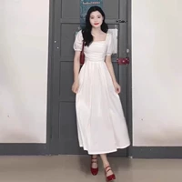 Белый [длинная французская юбка/банкетное платье/драпированное платье/юбка первой любви/высокое темпераментное платье/летний дофаминовый наряд/платье до колена/платье, подчеркивающее тело/летняя юбка цвета груди/изысканное]