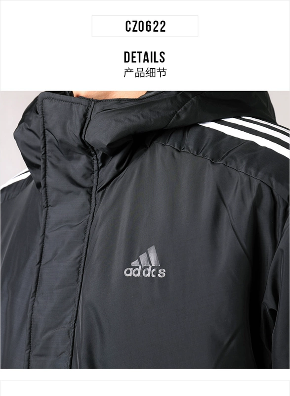 Adidas nam 2018 mùa đông mới trùm đầu ấm áp dài quần áo cotton thể thao xuống áo khoác CZ0622