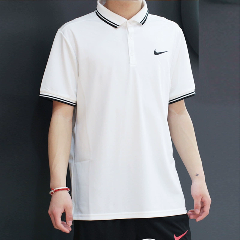 Nike nam 2018 mùa thu mới ve áo thoáng khí quần vợt thể thao POLO áo sơ mi ngắn tay 830848-100