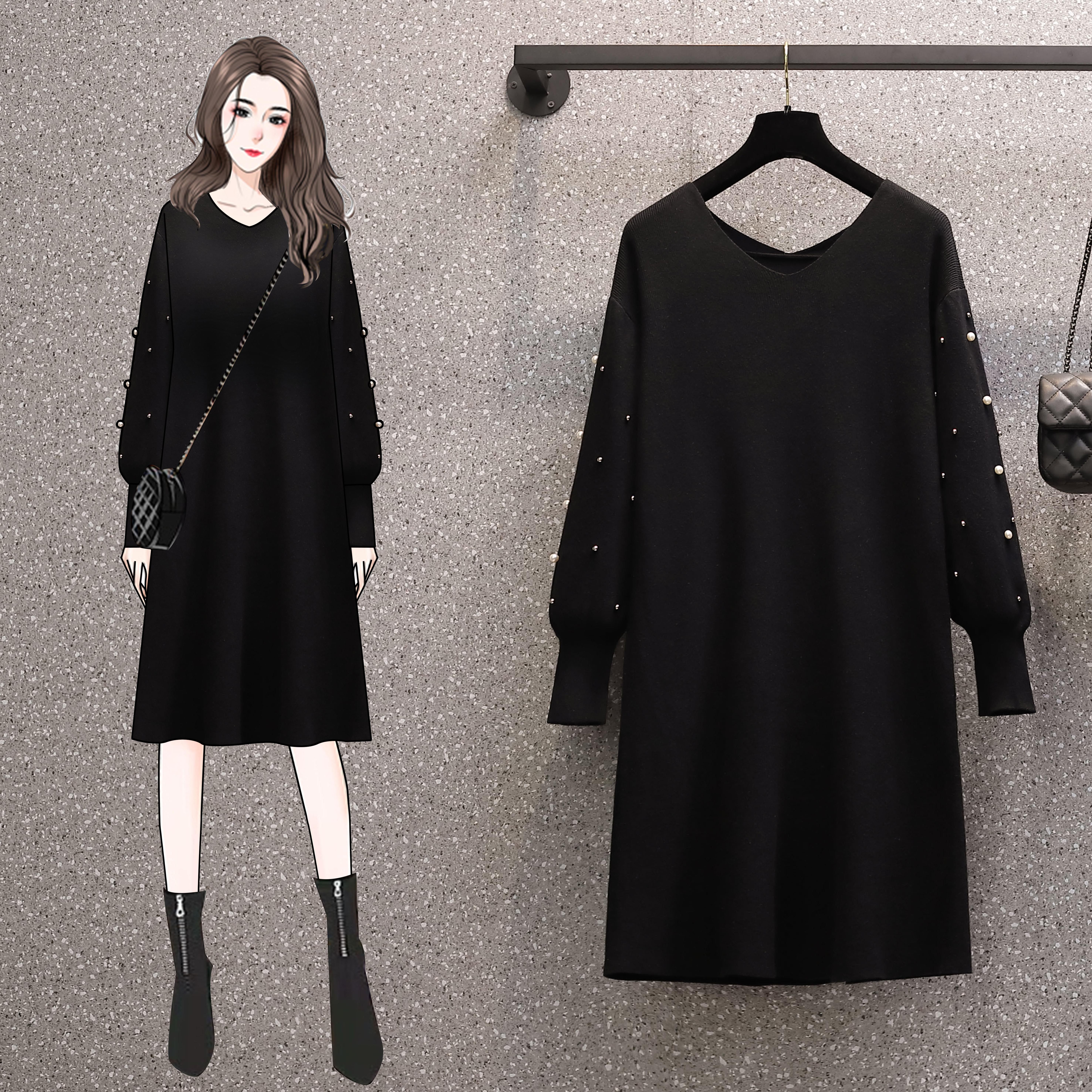 Pregnant women autumn dress 2022 spring and autumn new loose large size cover belly fashion knitted sweater skirt women