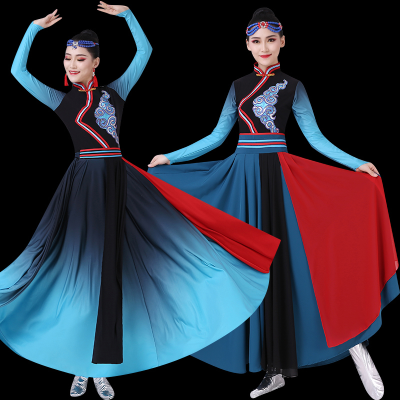 Mongolian Costume Women's New Art Examination Mongolian Dance Practice Dresses Ethnic Minority Performance Costumes Square Dance Big Hem Skirts