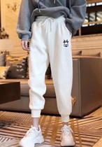 Pantypants woman 2021 Winter brief Embroidery Calf bunches Pants Eurogoods Easy 100 lap high waist casual sports pants