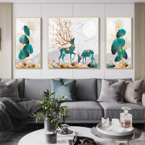 New Chinese Crystal porcelain painting simple light luxury modern sofa background triple restaurant hanging painting fashion living room decoration painting