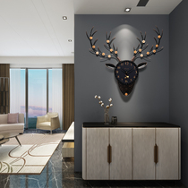  Nordic deer head watch wall clock living room household creative fashion personality wall clock generation atmospheric decoration silent clock