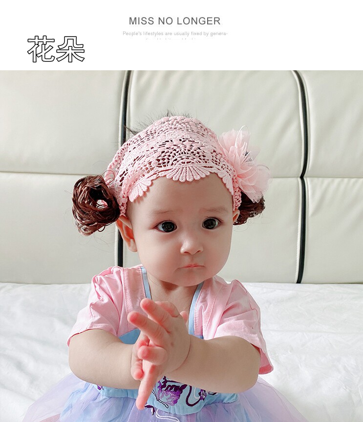 Парик 婴儿发带发箍一周岁3-6-12个月超萌可爱红色公主风女宝宝假发头饰 Bfdvb