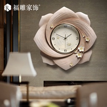 European style clock art wall clock Living room creative bedroom personality clock Flower silent quartz clock Fashion wall clock