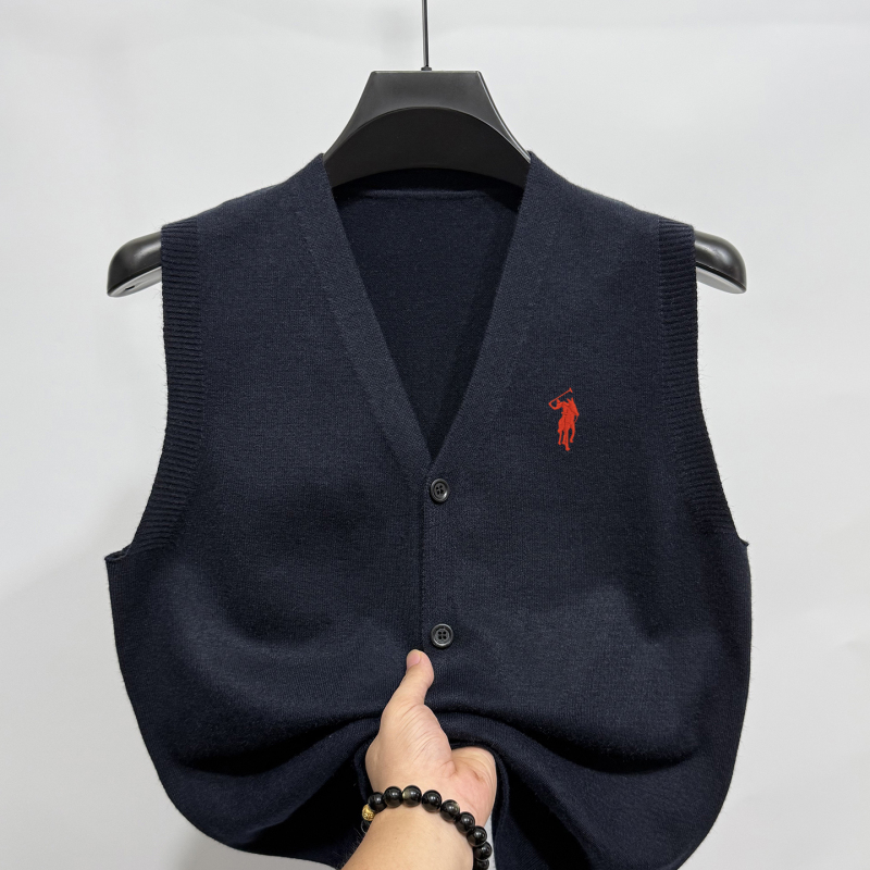 Wool Cardigan Vest Plato Paul V-Neck Vest Sweetheart Solid Color Sweater Men's Cashmere Knitwear Vest