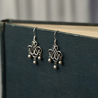 Huan Peiyou 925 silver aged retro ethnic style new Chinese style Hanfu Chinese knot earrings earrings earrings
