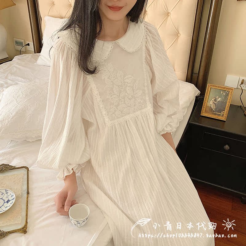 Japan gp Japanese all-match retro court wind nightdress female spring and autumn winter sweet pajamas doll collar dress tide