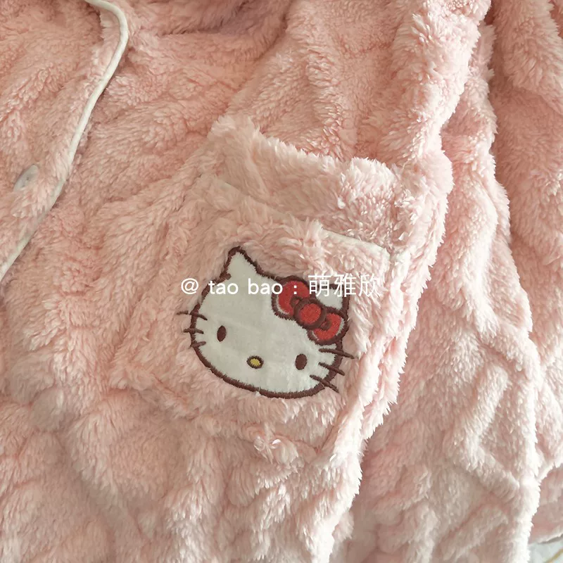 Пижама из кораллового велюра, деми-сезонная тёплая, с карманом «кот», размеры M–XL