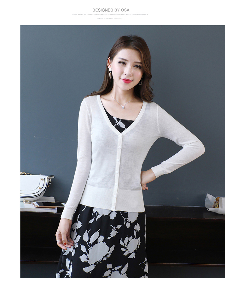 Áo len dệt kim mùa hè Áo len nữ mỏng Phần mỏng tay áo ngắn Điều hòa nhiệt độ Áo choàng chống nắng Áo khoác áo kiểu nữ hàn quốc cao cấp
