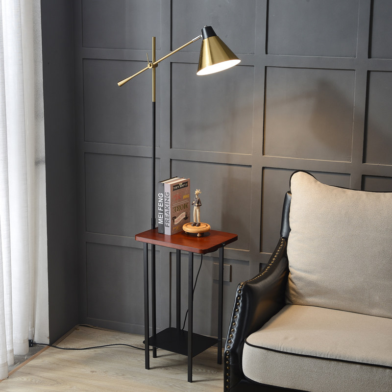 Coffee table floor lamp simple modern Nordic light luxury American living room bedroom bedside wireless charging with table lamp