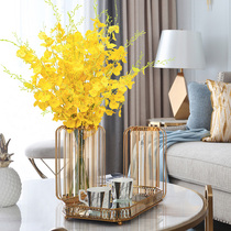 American creative transparent glass small Vase ornaments Nordic living room light luxury decoration simple Net red simulation flower arrangement