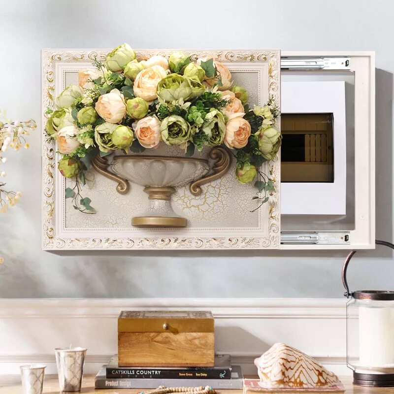 Eurostyle solid wood electric meter box decoration painting push-pull brief modern light extravagant distribution box Weak Electric Box box decoration shielded