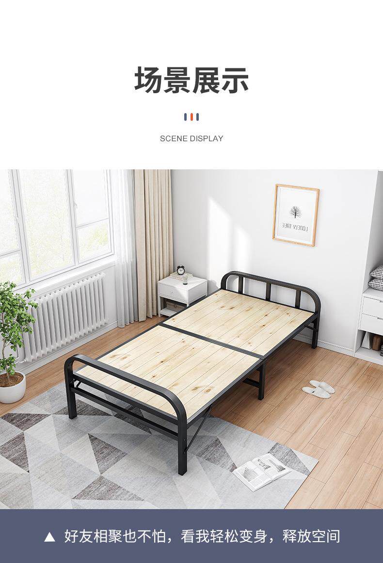 Принадлежности для шитья 折叠床单人双人1米1.2米家用出租房经济型小床简易铁架竹床硬板床 European style flower