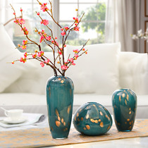 Vase ornaments American blue home living room dried flower glass flower arrangement household European light luxury dining table decorations
