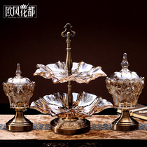 Fruit plate living room coffee table creative fashion simple home double crystal glass personality European coffee table fruit plate
