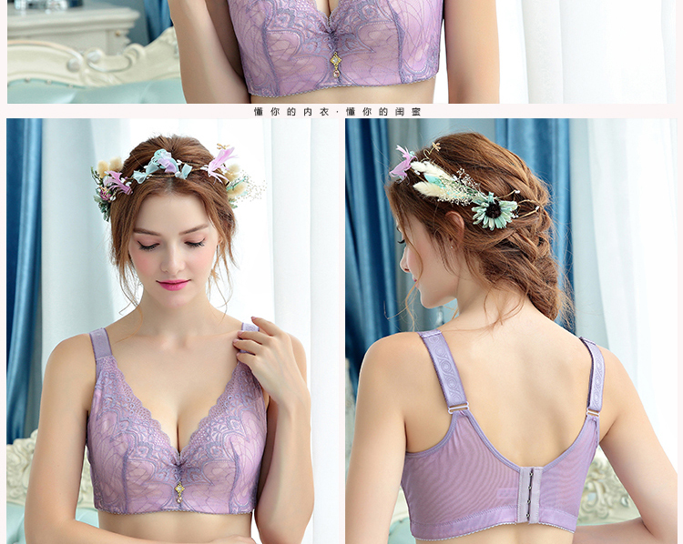 Có vòng thép tập hợp áo ngực mỏng kích thước lớn C100D đồ lót nữ màu đen chống chảy xệ sưu tập áo ngực ngực siêu mỏng cúp áo lót đệm mỏng
