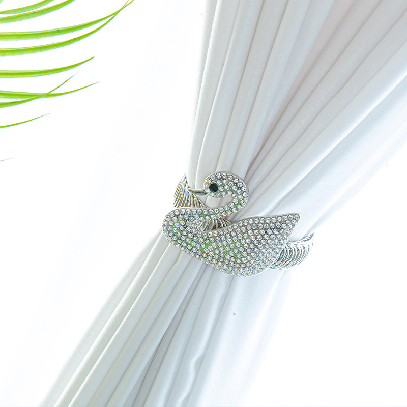 Water drill swan curtains in Nordic window curtains with modern luxury binding rope curtains