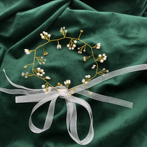  Crystal pearl curtain strap fixed non-perforated light luxury decorative pieces trinkets pendant Nordic hook retractable belt