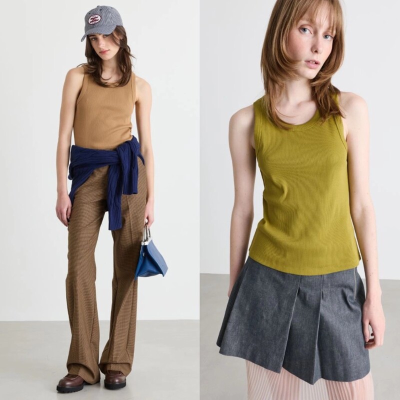 Tia Shop Maxmara Clearance Store 2025 Autumn/Winter Cotton Versatile Solid Color Vest Top Cabras