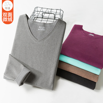 Double-sided non-trace thermal underwear mens suit plus velvet thick slim base shirt fever autumn pants winter