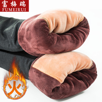 Winter mens warm pants thick and velvet leggings inside wearing wool pants big size slim cotton pants mens winter single piece