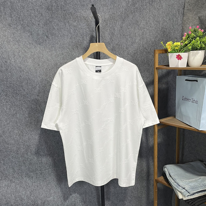 Same Style as in the Mall, Kajia Men's Summer Fashion Trendy Full-Body Logo Embroidery Round-Neck Short-Sleeve T-Shirt Top 1222