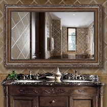 American carved bathroom mirror bedroom retro vanity mirror French vanity mirror home wall-mounted bathroom mirror