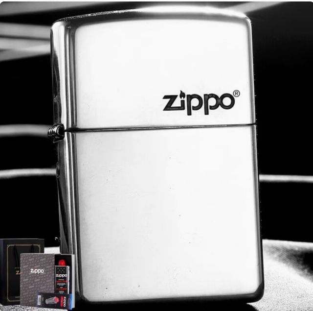 Genuine Zippo lighter, sterling silver with customized engraving of dragon family name, genuine kerosene lighter men's gift z